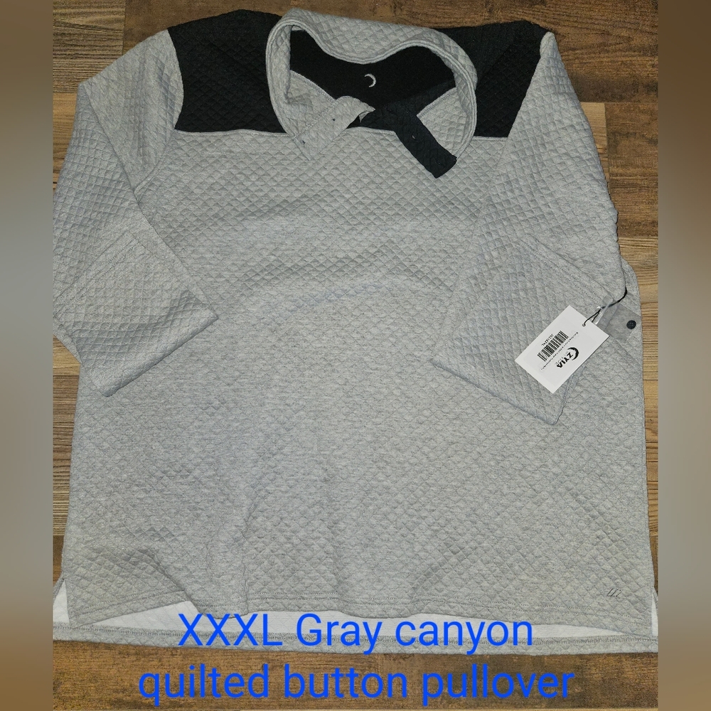 Zyia Men's xxxl gray canyon quilted button pullover